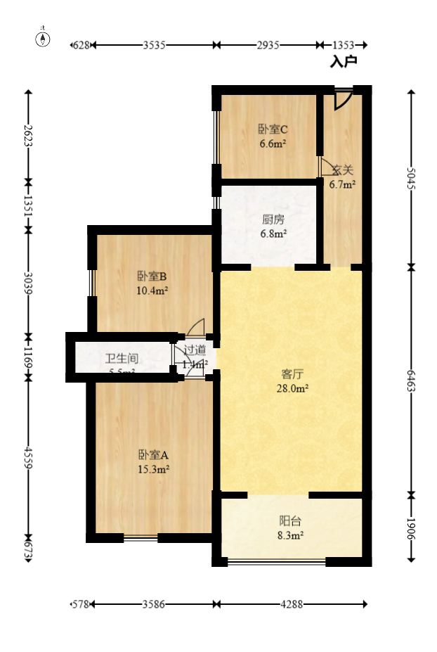 才子佳苑一期/二期  3室2厅1卫   77.90万室内图1