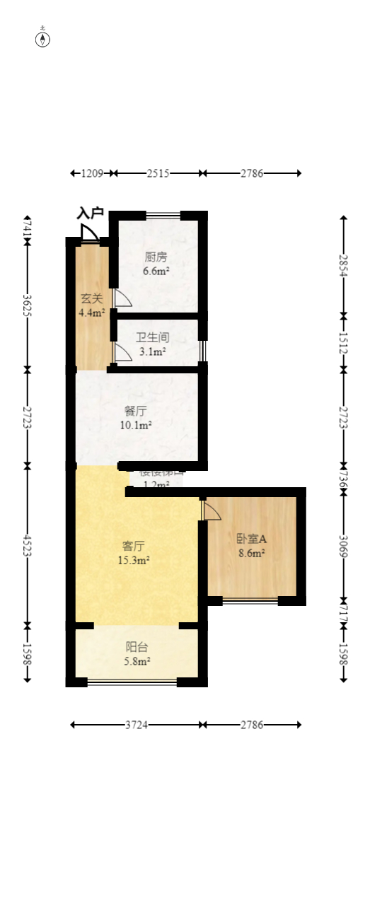 邦盛水岸御园  3室2厅2卫   68.00万户型图