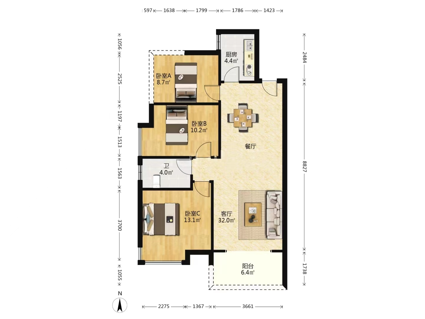 时代新城(翰林府) 3室2厅1卫 32.80万 时代新城(翰林府) 3室2厅1卫 32.80万室内图