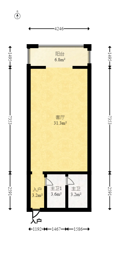 日出东方  1室1厅1卫    45.99万室内图1