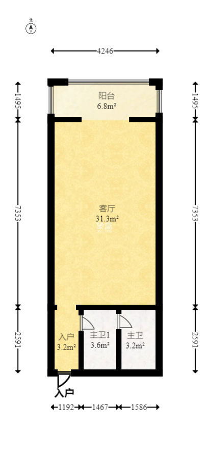 日出东方  1室1厅1卫    45.99万