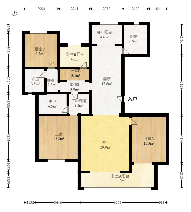 建发电建江山悦  4室2厅2卫   218.80万室内图1
