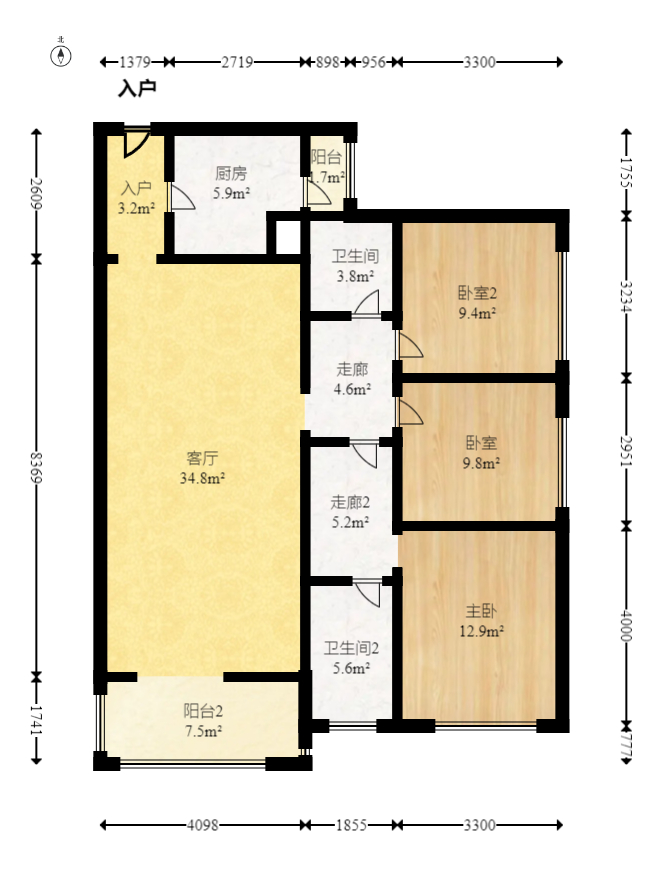 财汇新天地(财汇商务广场) 3室2厅2卫 66.8万 财汇新天地(财汇商务广场) 3室2厅2卫 66.8万户型图
