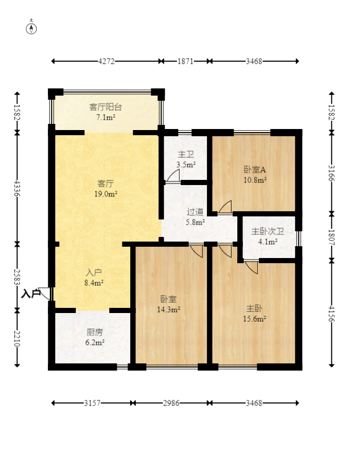 尚都花园城 3室2厅2卫 68.0万 尚都花园城 3室2厅2卫 68.0万户型图