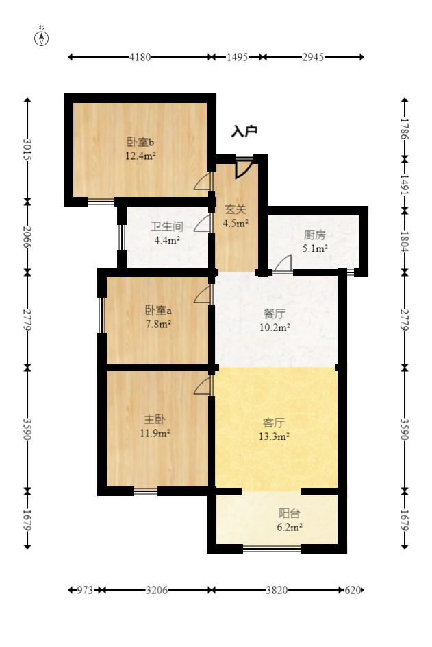 中糧鴻云  3室2廳1衛(wèi)    64.8萬室內(nèi)圖1