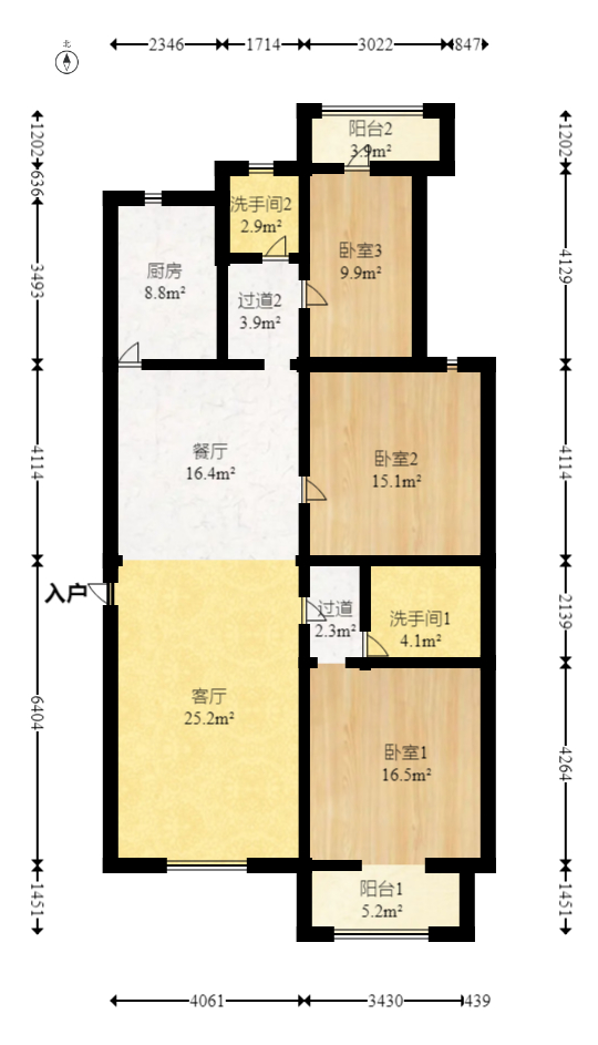 德馨园  3室2厅2卫   70.00万室内图1