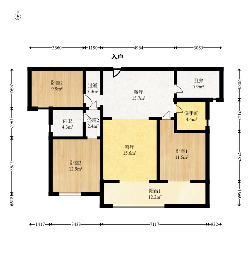 明昇壹城(明昇时代广场)二期  3室2厅2卫    145.0万 明昇壹城(明昇时代广场)二期  3室2厅2卫    145.0万户型图