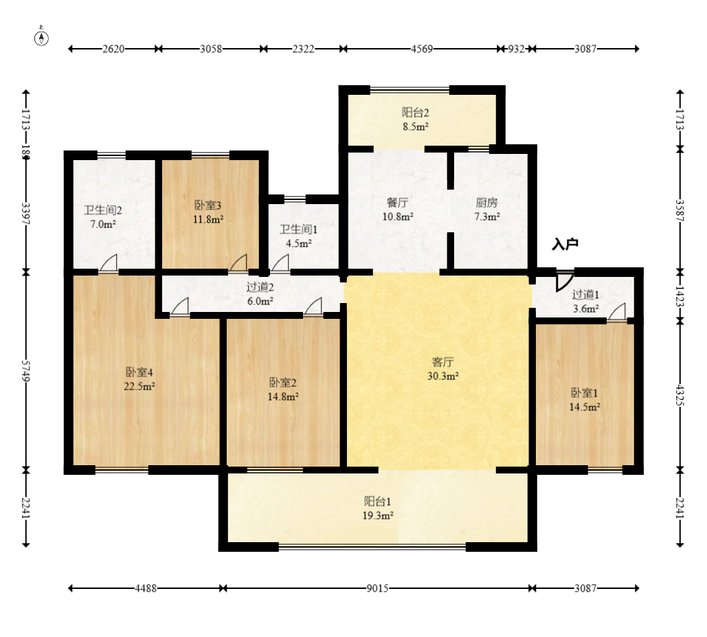 润和湘江天地AB区  4室2厅2卫    207.5万 润和湘江天地AB区  4室2厅2卫    207.5万户型图