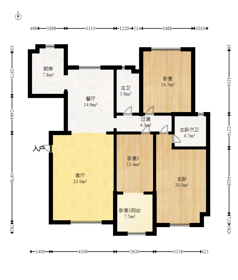 山水湾  3室2厅2卫    89.8万室内图1