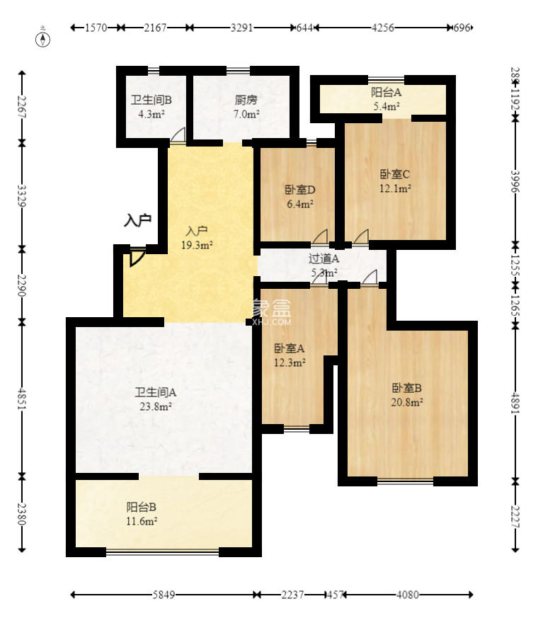 泰禹家园（彩云之翼家园一期、二期、三期）  4室2厅2卫   133.00万室内图1