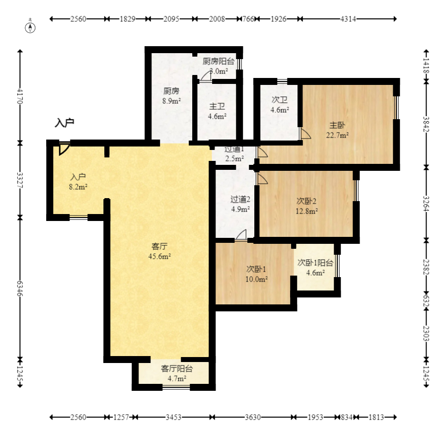 顺天黄金海岸 3室2厅2卫 95.0万 顺天黄金海岸 3室2厅2卫 95.0万户型图