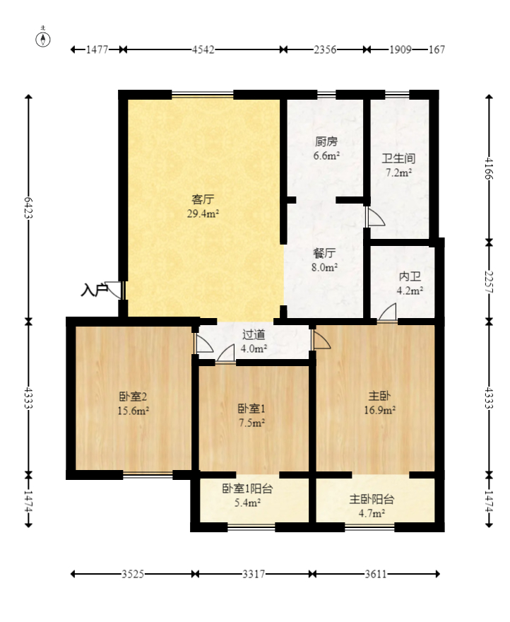 振湘园 3室2厅2卫 75.0万 振湘园 3室2厅2卫 75.0万户型图