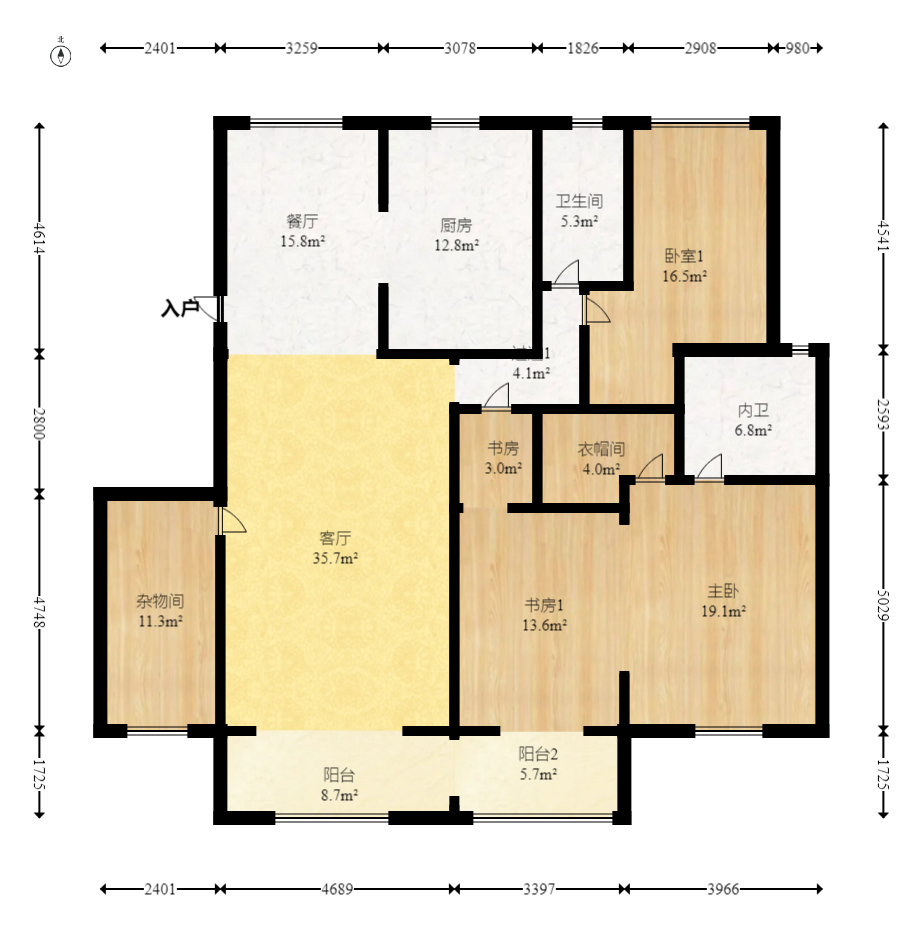 怡人园小区  4室2厅2卫   180.00万室内图1