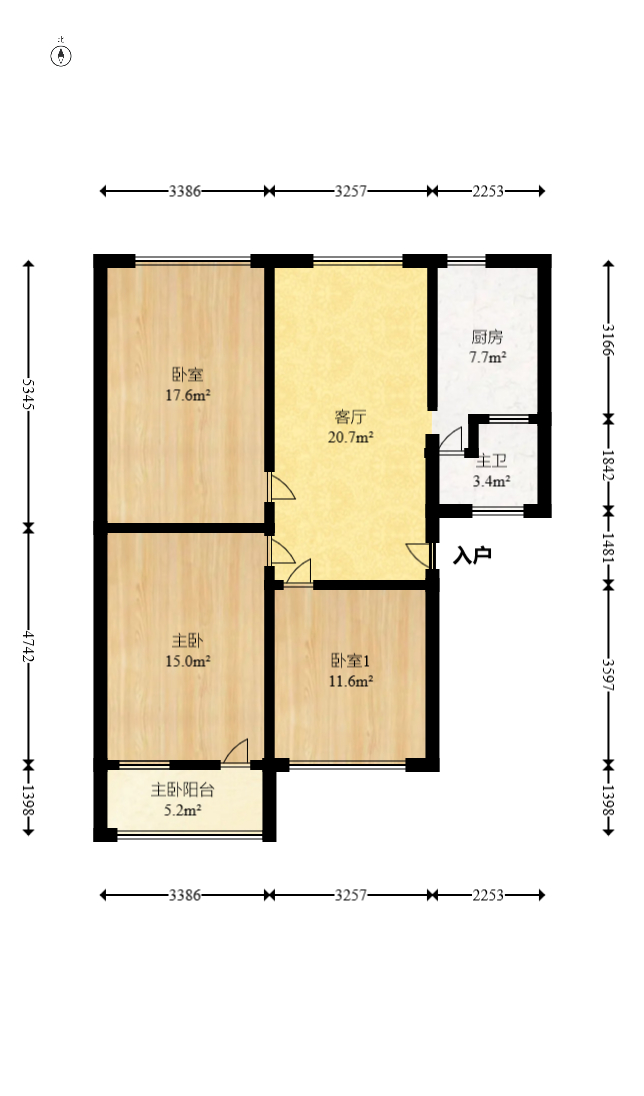 建工集团单位房  3室1厅1卫   56.00万室内图1