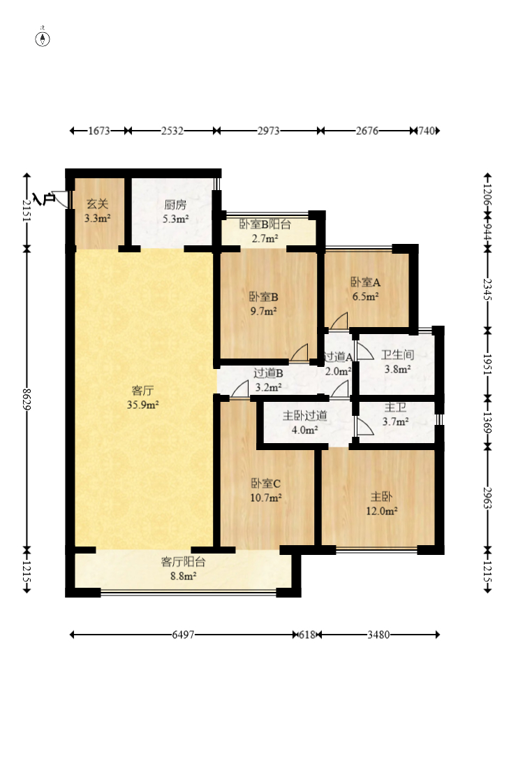 金茂建发泊悦  5室2厅2卫   295.00万室内图1