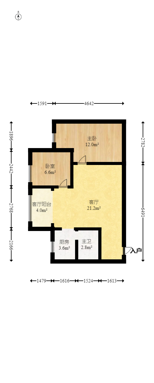 蝴蝶谷  1室1厅1卫   32.80万室内图1