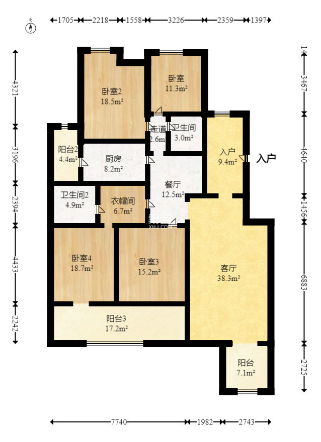 金科东方大院三四期  4室2厅2卫   152.00万