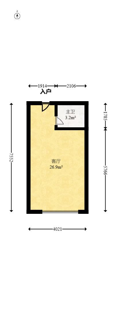 碧桂园翘楚棠  1室1厅1卫   31.00万室内图1