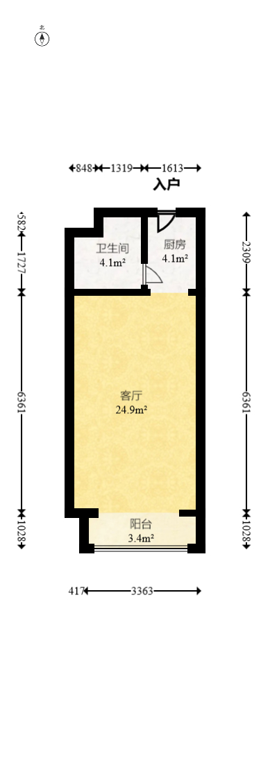 鑫远悦城（鑫远悦时代）  1室1厅1卫   32.00万室内图1