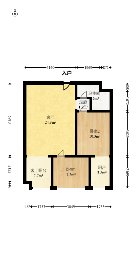 才子嘉都  2室1厅1卫   50.00万室内图1