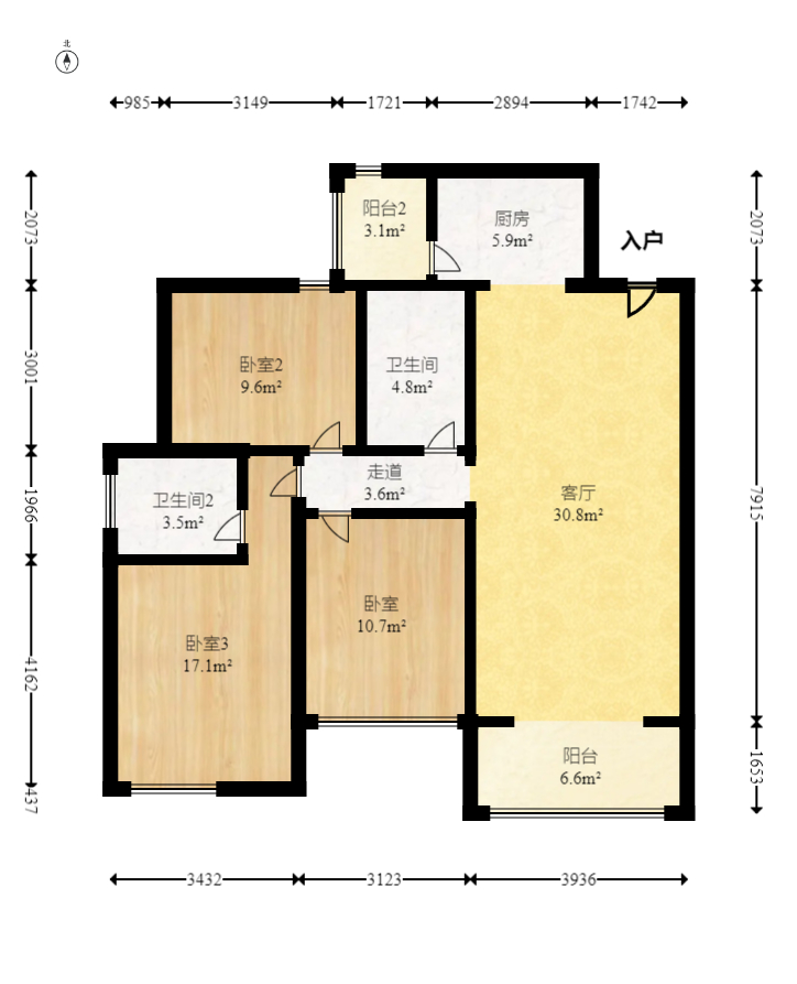 盛世耀凯  3室2厅2卫   118.00万室内图1