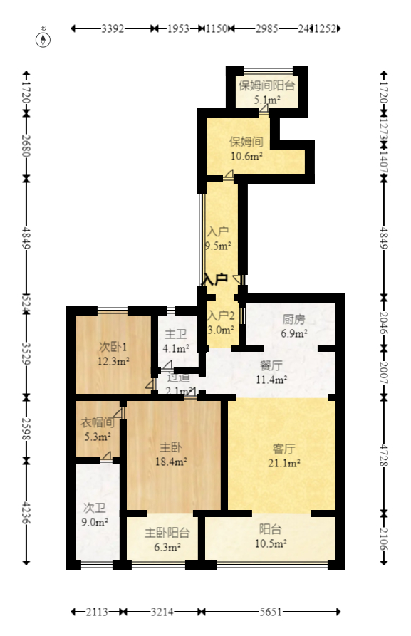 恒大御景半岛湘江苑（恒大御景半岛一期）  3室2厅2卫   215.00万室内图1