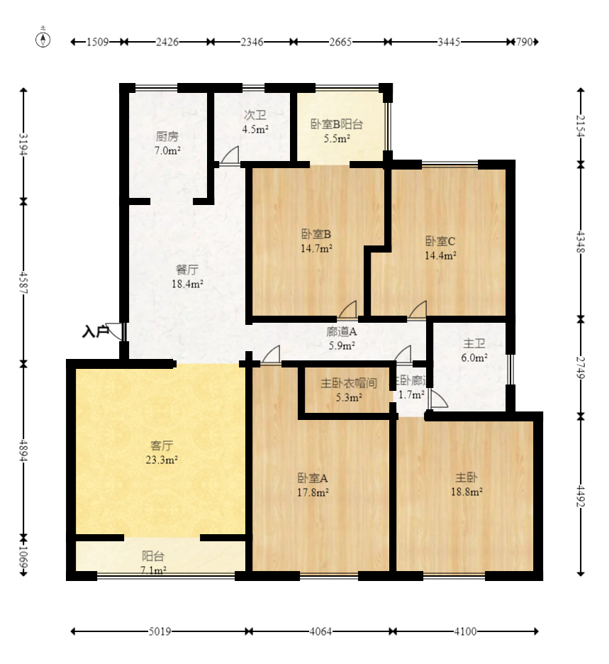 中天山语林居  4室2厅1卫   138.00万室内图1