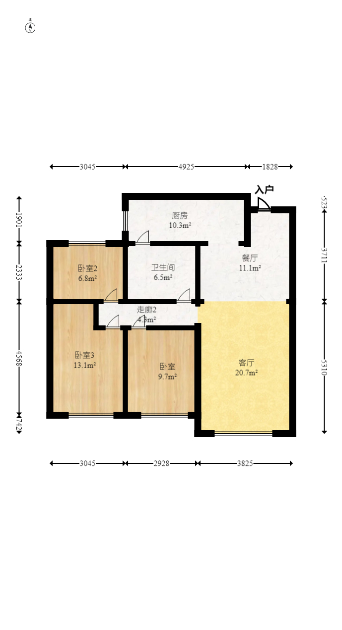 金科天悦（金科美邻汇）  3室2厅1卫   80.80万室内图1