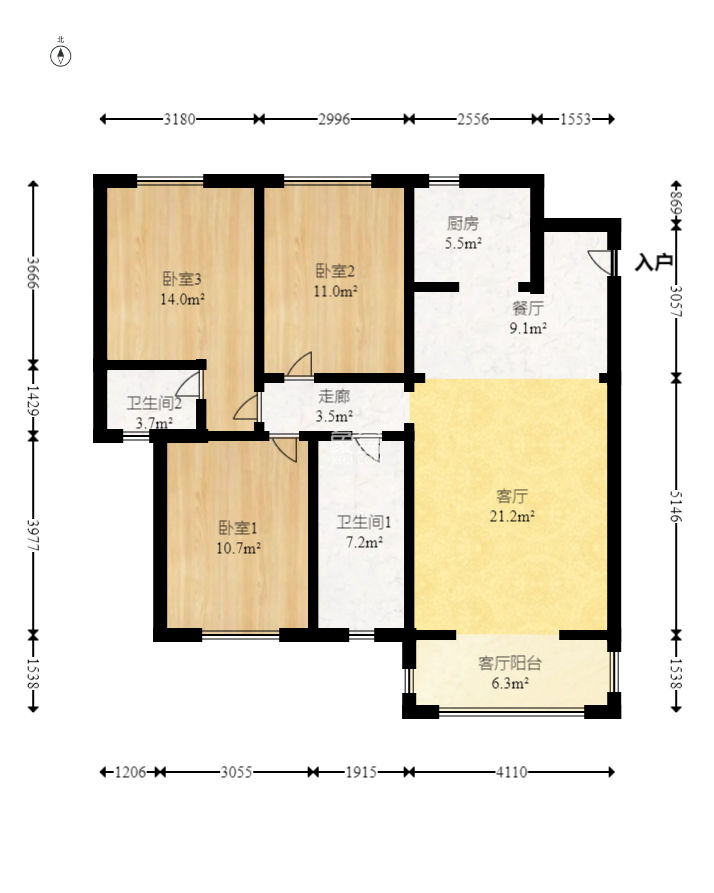 中南红领邦（红星嘉和苑）  3室2厅2卫   108.00万