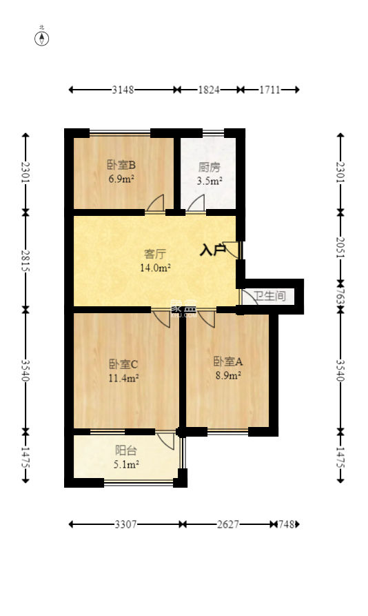 北桥新村  2室1厅1卫   52.00万