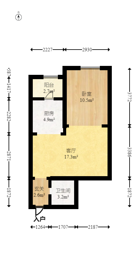 公园9号大都会  1室1厅1卫    74.59万室内图1