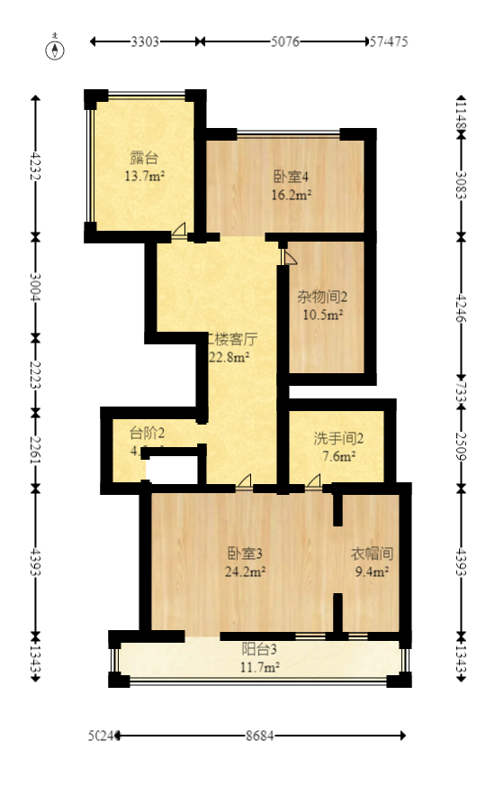 星语林名园  4室2厅3卫   185.00万室内图1