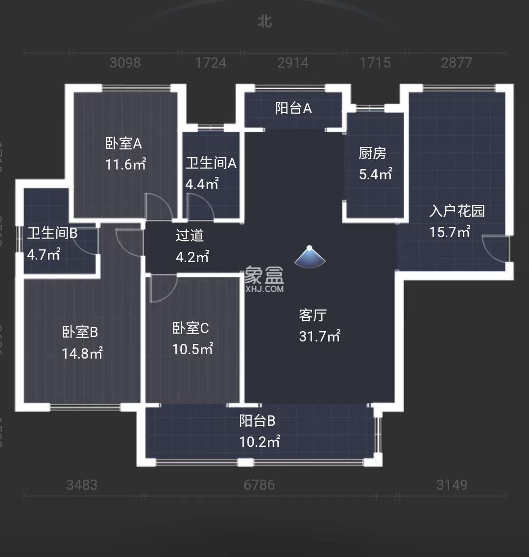 中泰财富湘江  4室2厅2卫   98.00万室内图1