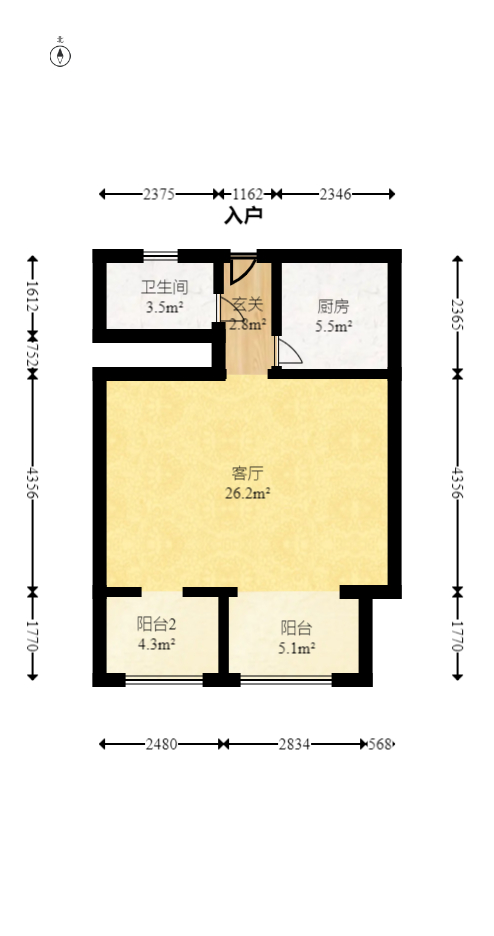 泊爱蓝湾  3室2厅2卫   109.80万室内图1