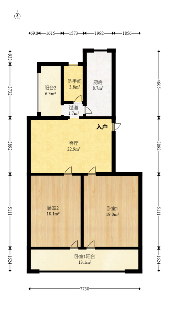 湘农桥社区  2室1厅1卫   82.00万室内图1