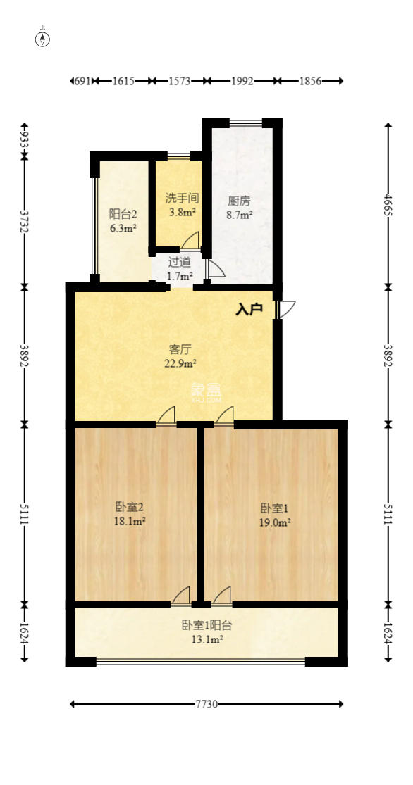 湘农桥社区  2室1厅1卫   90.00万室内图1