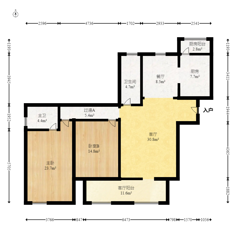 八方小区C区  4室2厅2卫   505.00万室内图1