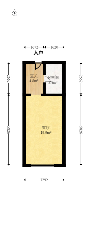 中一鲲出（鲲鹏府）  2室1厅1卫    50.0万室内图1
