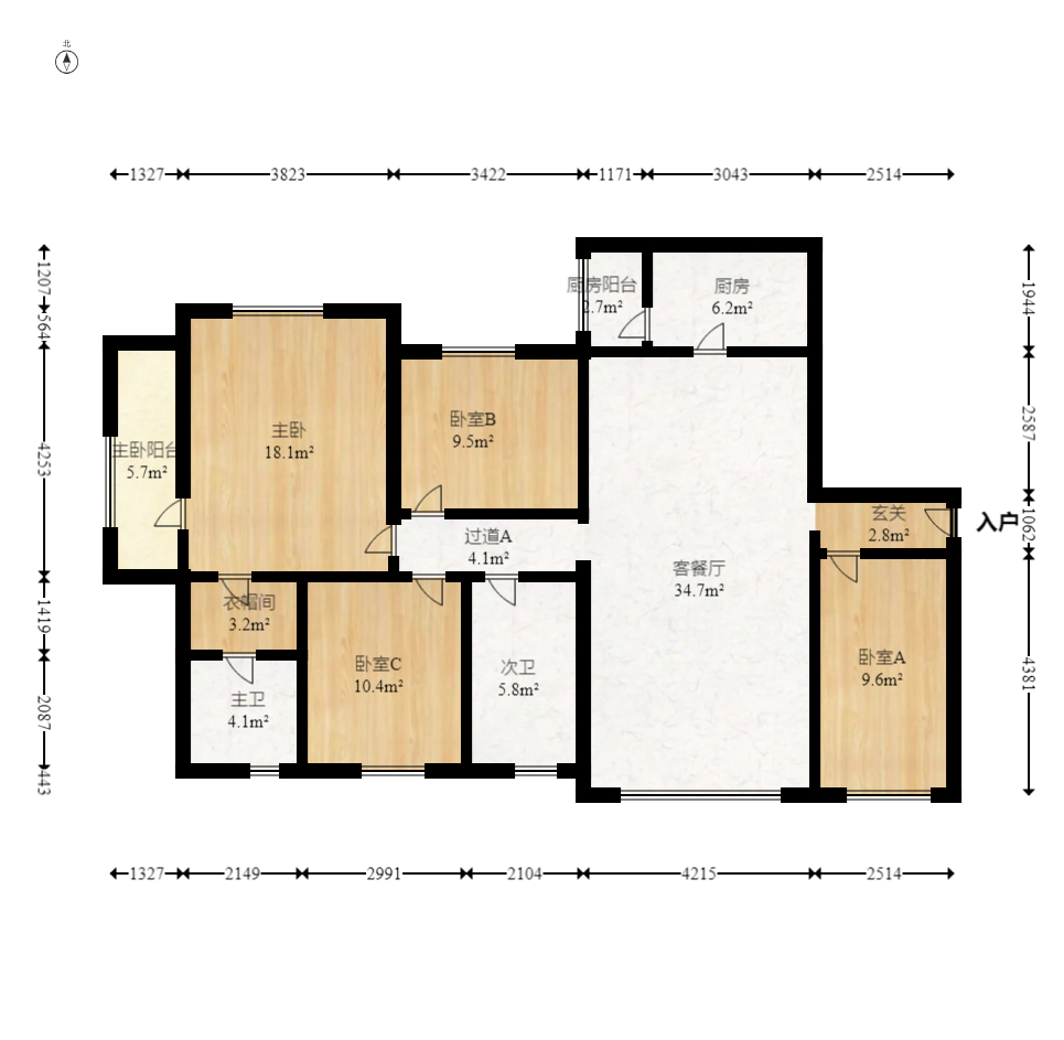 星蓝湾 4室2厅2卫 115.0万 星蓝湾 4室2厅2卫 115.0万户型图