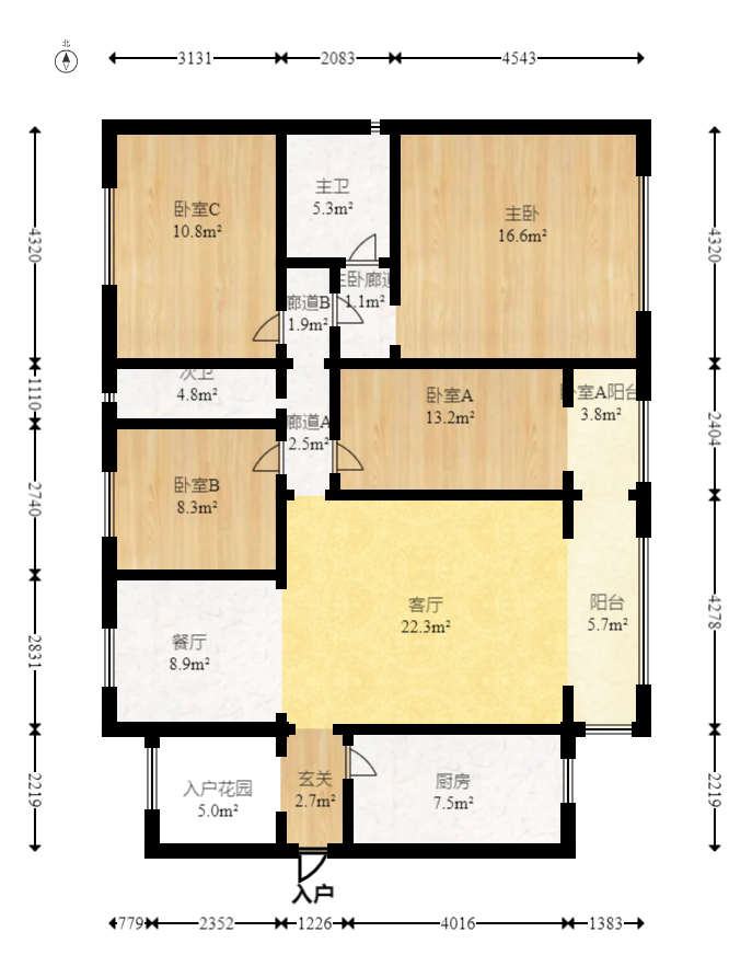 兰亭湾畔  4室2厅2卫   168.00万室内图1