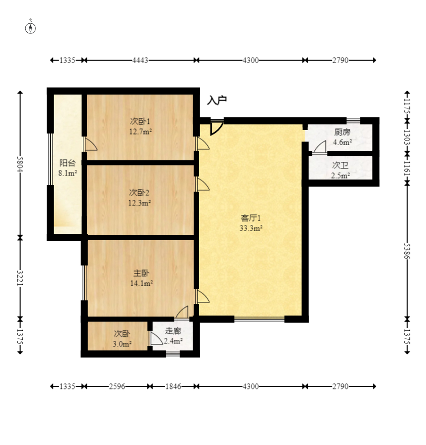 昌茂花园  2室2厅1卫    85.5万室内图1
