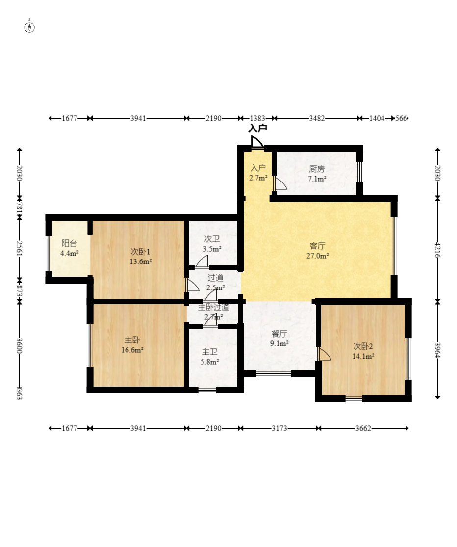 锦天金岸雅苑 3室2厅1卫 120.0万 锦天金岸雅苑 3室2厅1卫 120.0万户型图