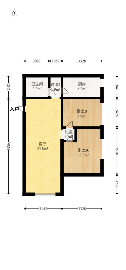半山公馆（半山国际中心）  2室1厅1卫   73.00万