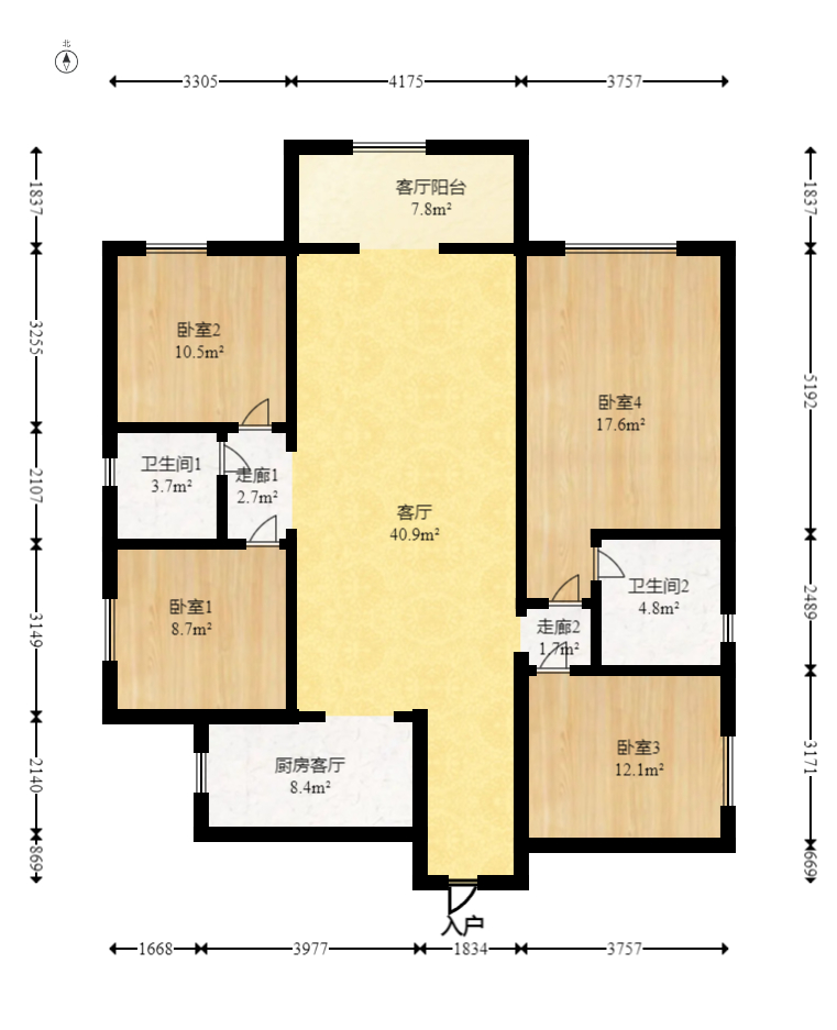 中建钰和城  4室2厅2卫   196.00万室内图1