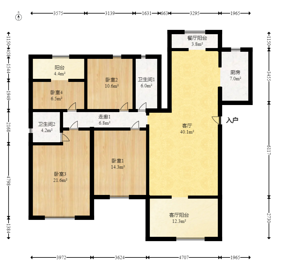 克拉美丽山庄(晟领国际) 4室2厅2卫 125.0万 克拉美丽山庄(晟领国际) 4室2厅2卫 125.0万户型图