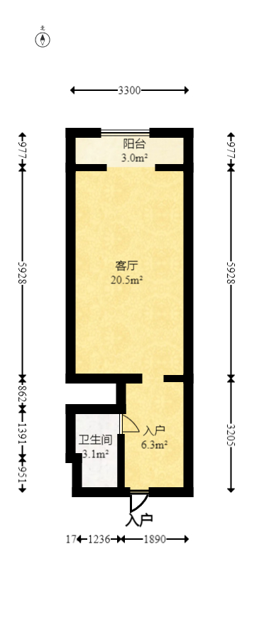 海伦春天  2室2厅1卫   30.00万室内图1