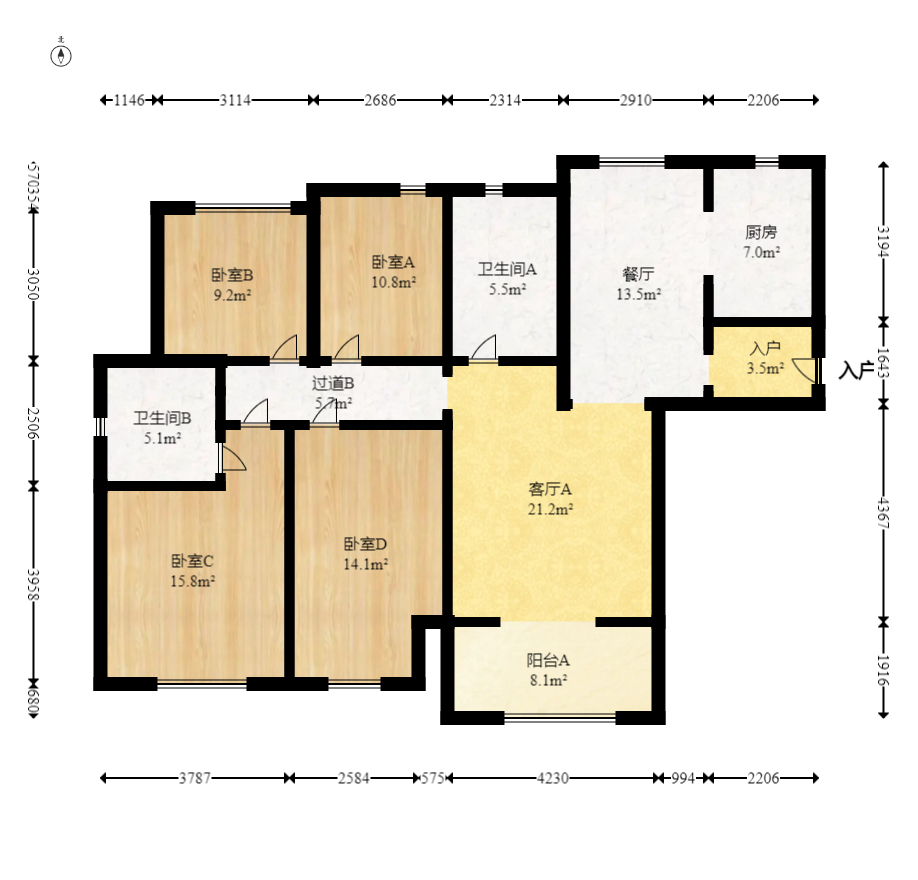 中建嘉和城  4室2厅2卫    140.0万室内图1