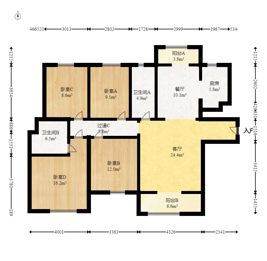 中建璟和城  4室2厅2卫   118.00万室内图1