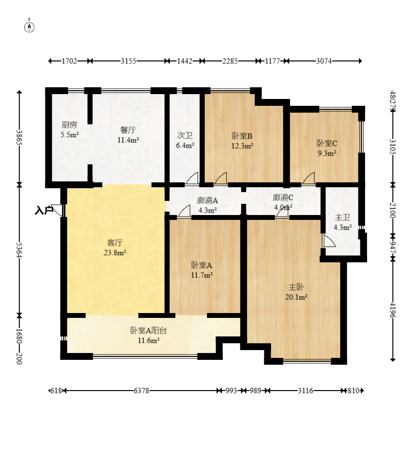建投象山国际  4室2厅2卫    156.88万室内图1