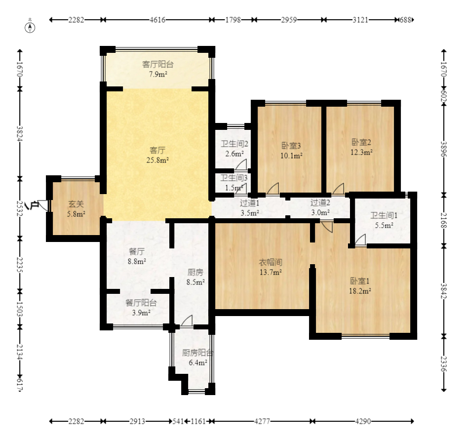 江河双水湾 4室2厅1卫 128.0万 江河双水湾 4室2厅1卫 128.0万户型图